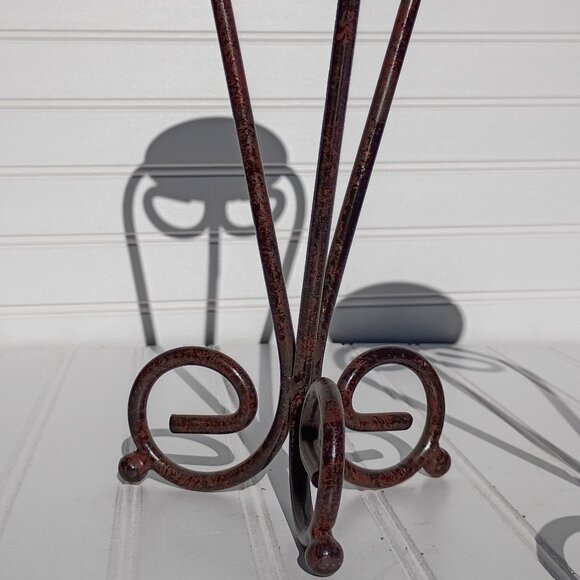 Pair of Wrought Iron Candle Holders Bronze Scroll French Country Candlesticks - Picture 5 of 16